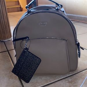 Guess  Turley Travel Leather Natural Backpack Purse w/Card Holder